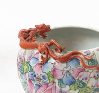 Three Chinese Famille Rose 'Millefleur' Porcelain Articles