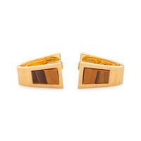 YELLOW GOLD AND TIGER'S EYE CUFFINKS