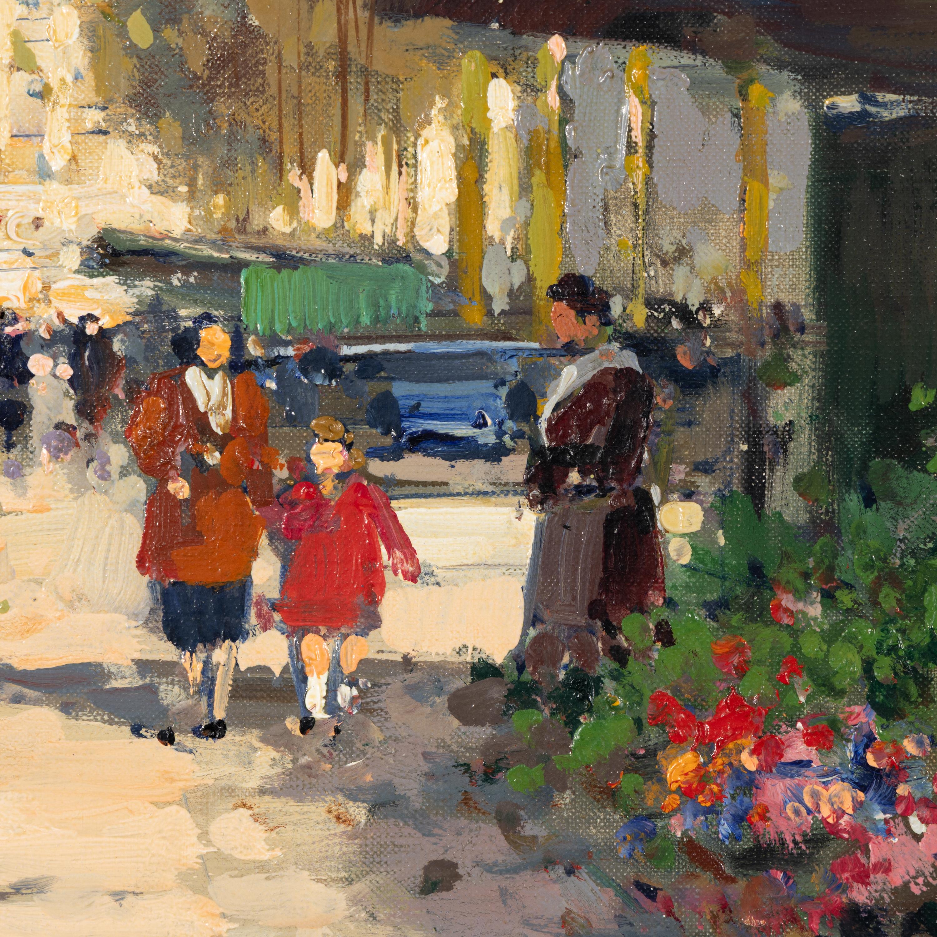 Édouard Léon Cortès (French, 1882-1969) — Le Marché aux Fleurs, Place de la Madeleine