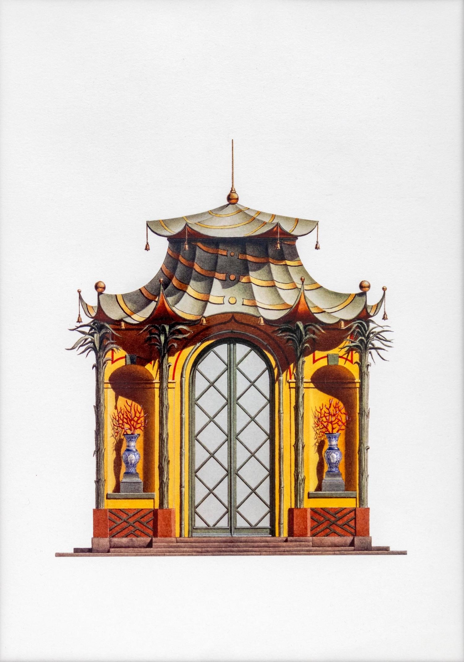 A Group of Gilt Framed Color Reproductions of Dams & Zega's Watercolors Chinoiseries — 20TH CENTURY