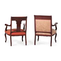 An Edwardian Style Mahogany and Marquetry Five-Piece Seating Suite