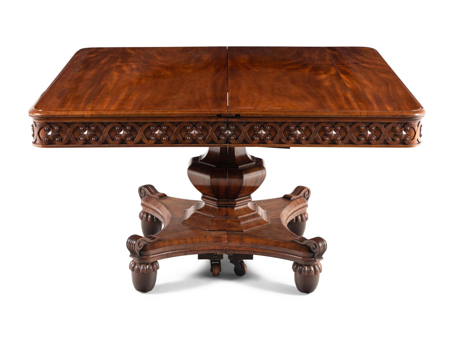 A Renaissance Revival Carved Mahogany Extension Dining Table