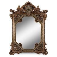 A Napoleon III Style Painted and Parcel Gilt Mirror