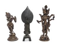 Three Asian Bronze Figures Height of tallest 7 1/8 inches. — 20TH CENTURY