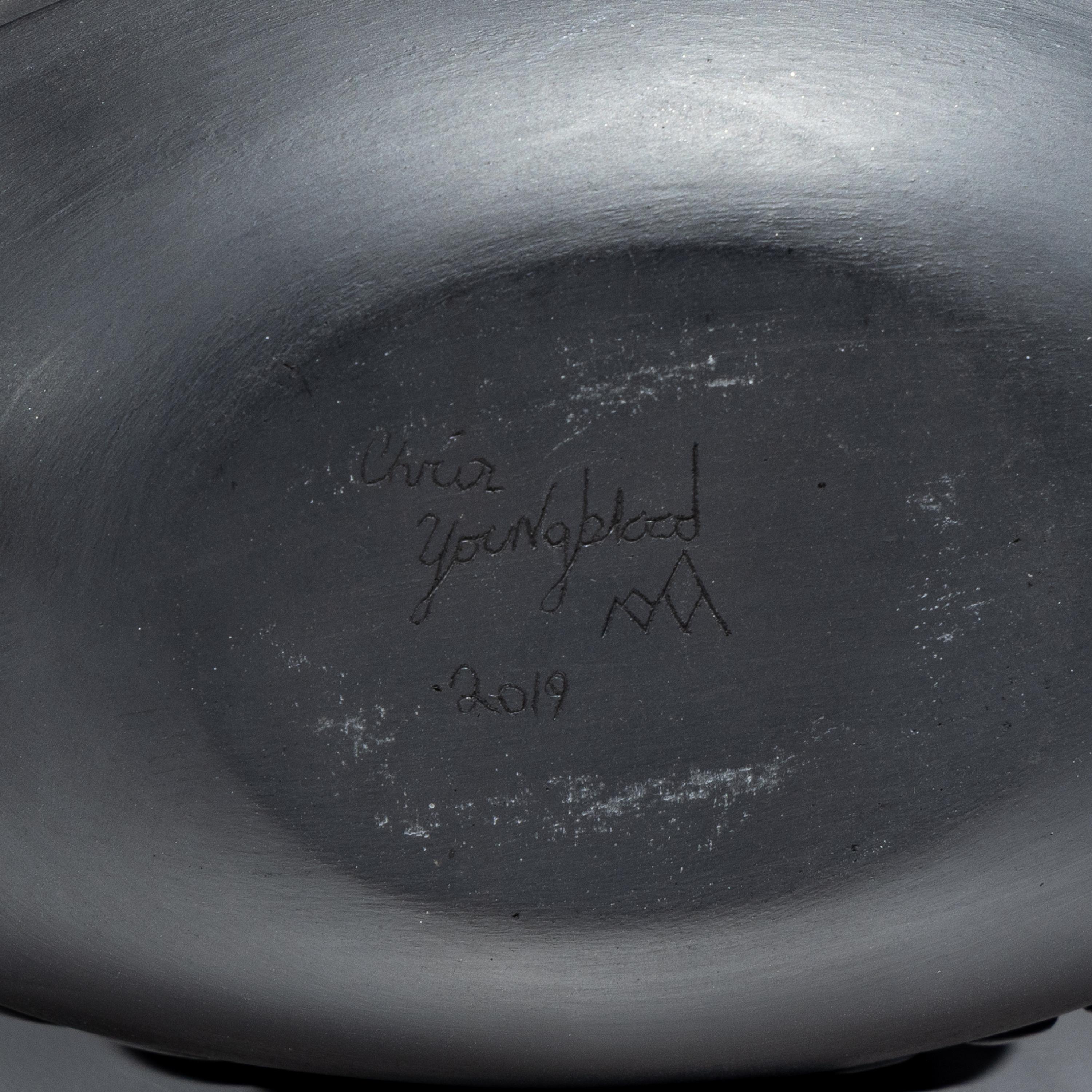 Carved Blackware Jar, with Micaceous Interior