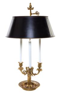 A French Brass Three-Light Bouillotte Lamp Height 26 inches. — 20TH CENTURY