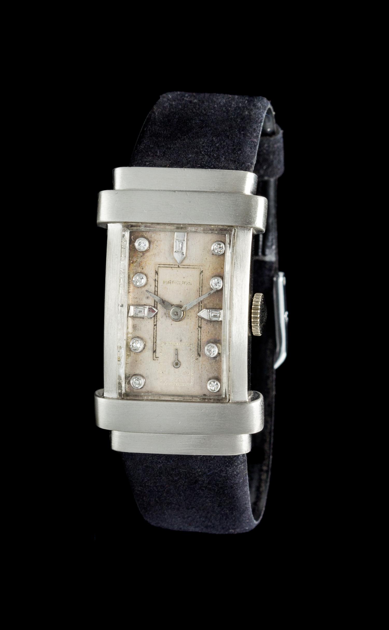 A Platinum and Diamond Wristwatch, Hamilton,