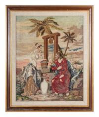 A Continental Tapestry Depicting Jesus with the Samaritan Woman at the Well
