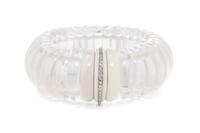 An 18 Karat White Gold, Rock Crystal, White Agate and Diamond Expandable Bracelet, Sanalitro, 100.00 dwts.