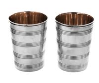 A Pair of George III Silver Beakers, Peter, Ann & William Bateman, London, 1799, each of tapering form with ribbed sides and a gilt int