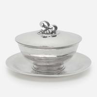 Harald Nielsen for Georg Jensen Silver and Enamel Covered Bowl, Model 499B, Denmark, circa 1930-45