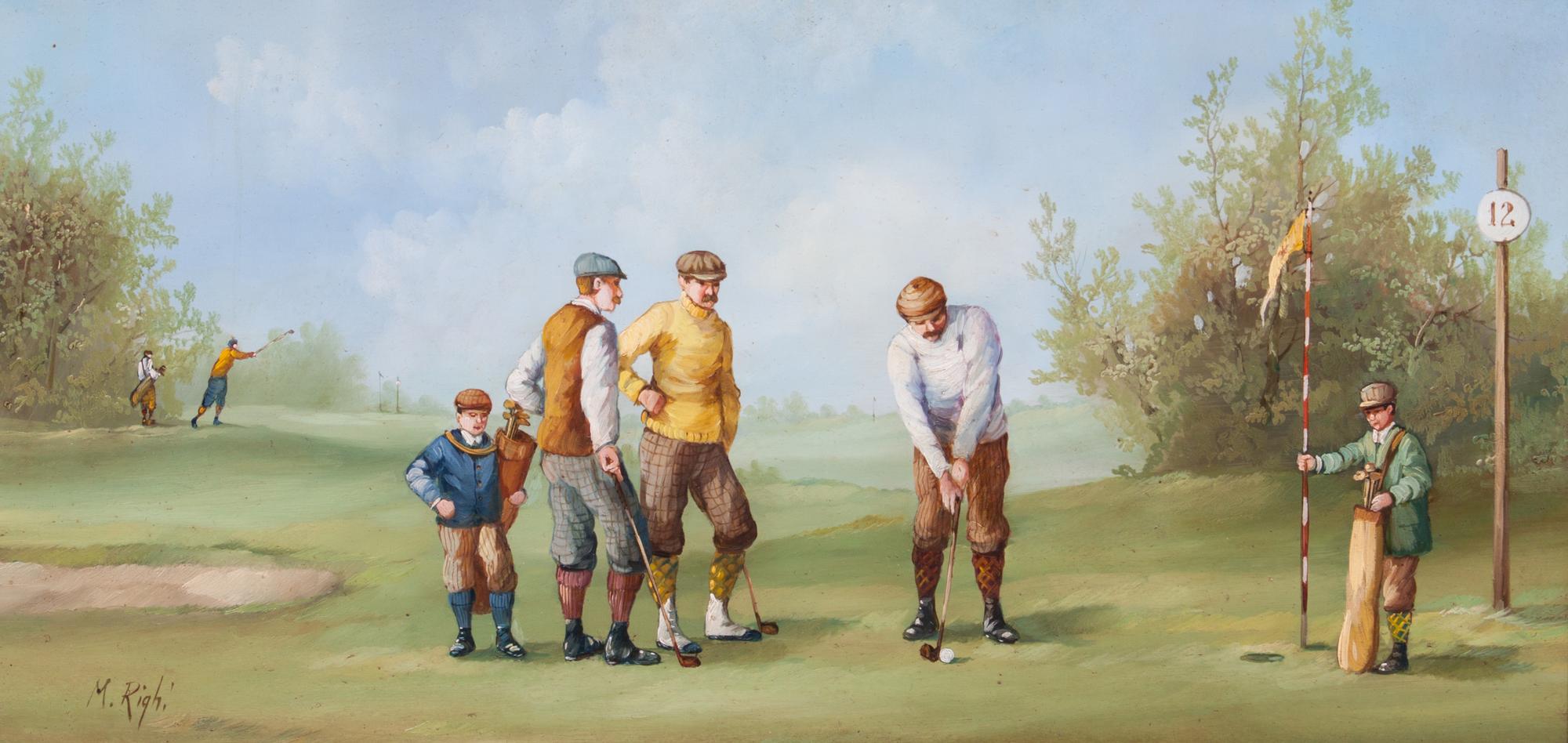 M. Righi, (20th century), Two works: Golfing Scenes