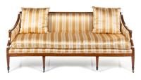 A George III Stenciled Satinwood Sofa Height 33 1/2 x width 75 1/2 x depth 26 inches. — EARLY 19TH CENTURY