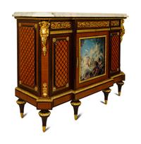 A Louis XVI Style Gilt Bronze and Porcelain Mounted Marble-Top Console Cabinet — LATE 20TH CENTURY