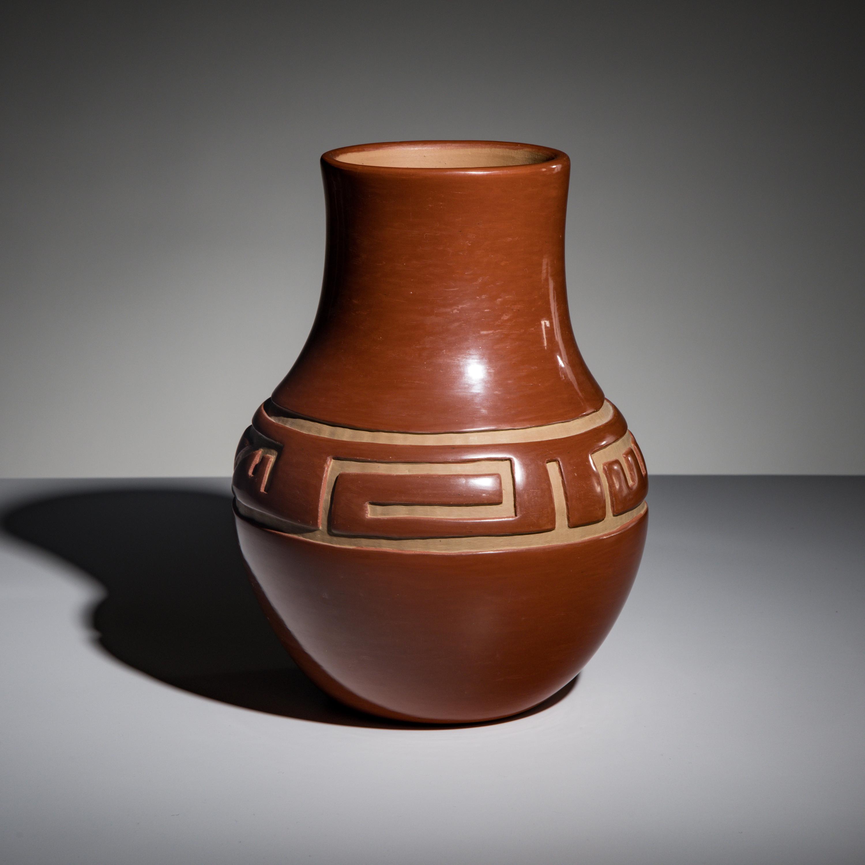 Margaret Tafoya (Santa Clara, 1904-2001) — Carved Redware Vase