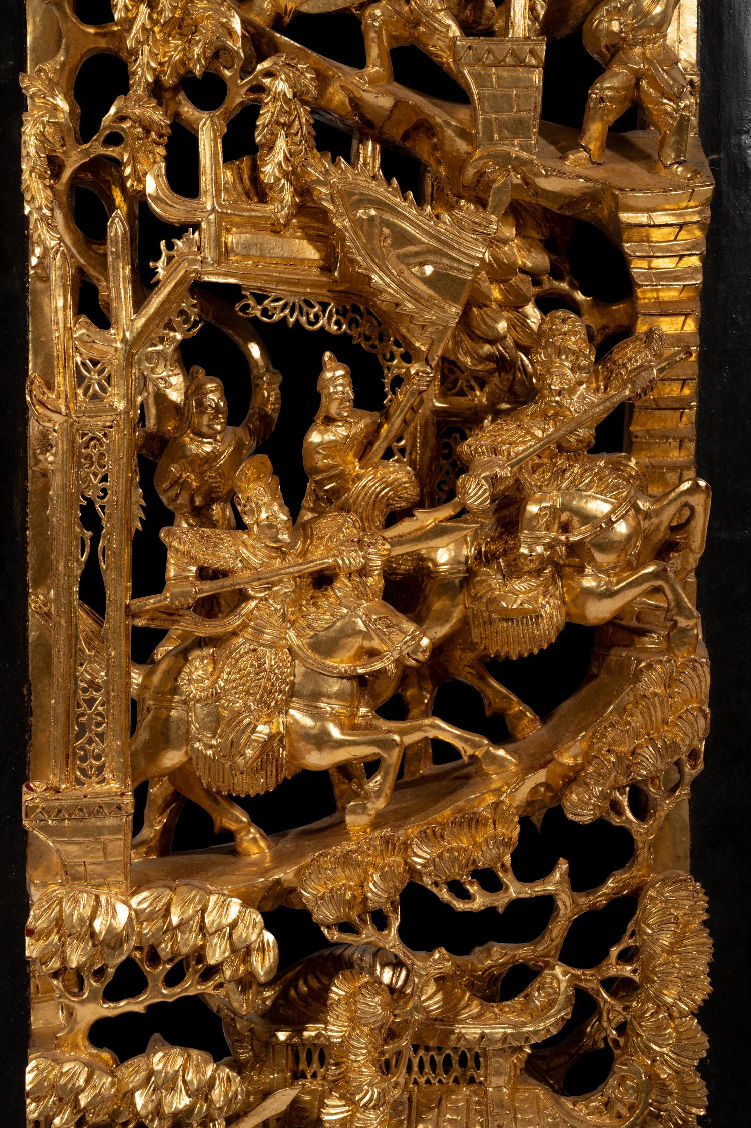 A Chinese Carved Gilt Wood Panel
