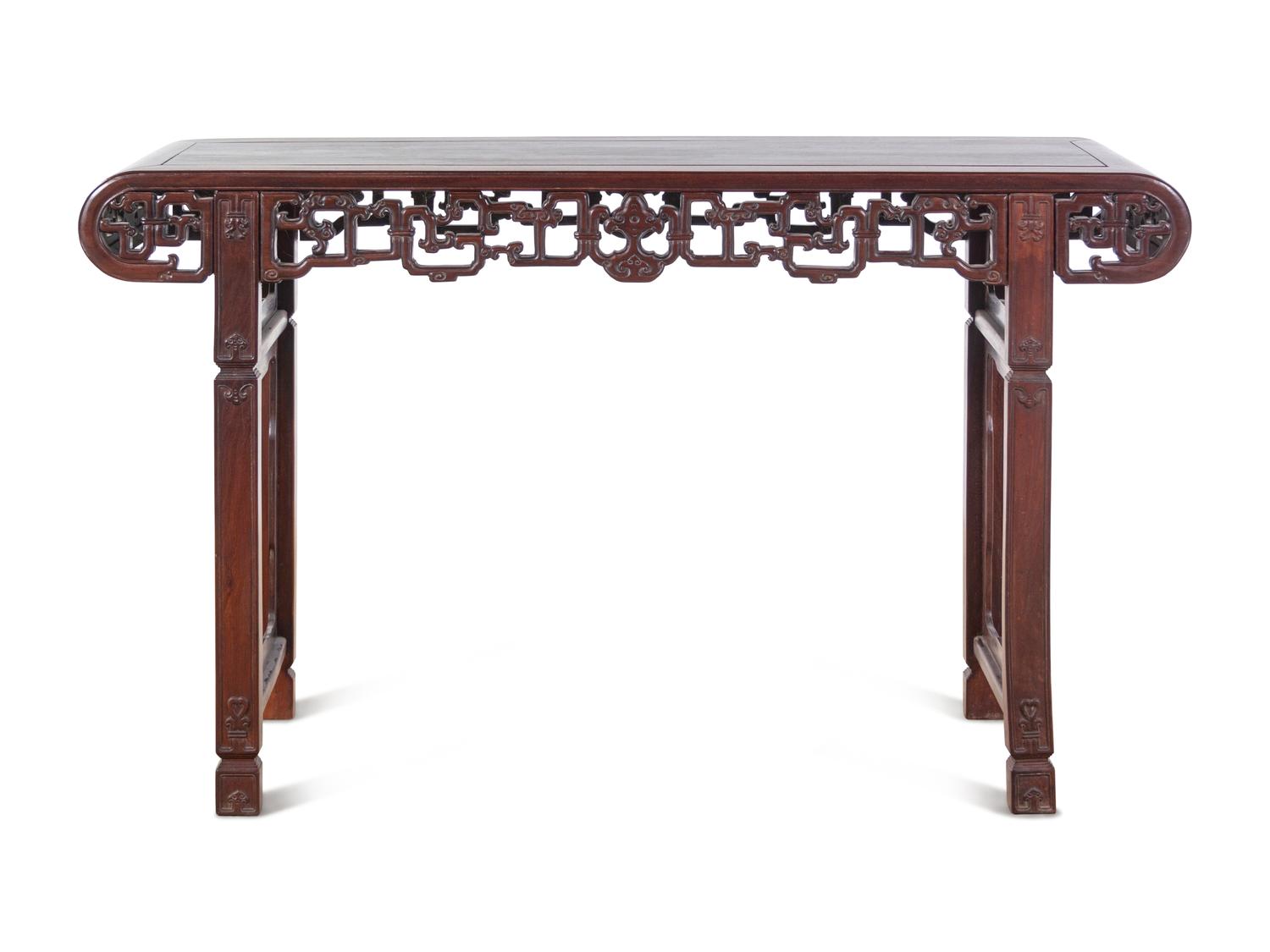 A Rosewood Scroll-End Altar Table