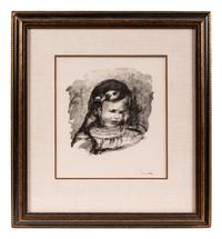 Claude Renoir, La Tête Baisée (from L'Album des Douze Lithographies Originales de Pierre-Auguste Renoir)