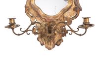 A Pair of Rococo Style Giltwood Girandole Mirrors