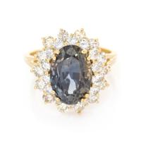 A 14 Karat Yellow Gold, Color Change Sapphire and Diamond Ring, 3.20 dwts.