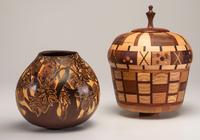 A Carved Lidded Jar and Gourd