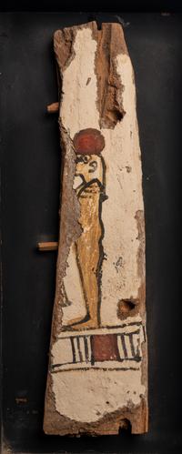 An Egyptian Painted Wood Sarcophagus Fragment