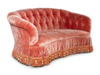 A Button-Tufted Velvet Reniform Sofa