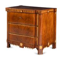 A Baltic Style Parcel Gilt Mahogany Chest of Drawers