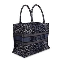 CHRISTIAN DIOR, NAVY LEOPARD MEDIUM BOOK TOTE