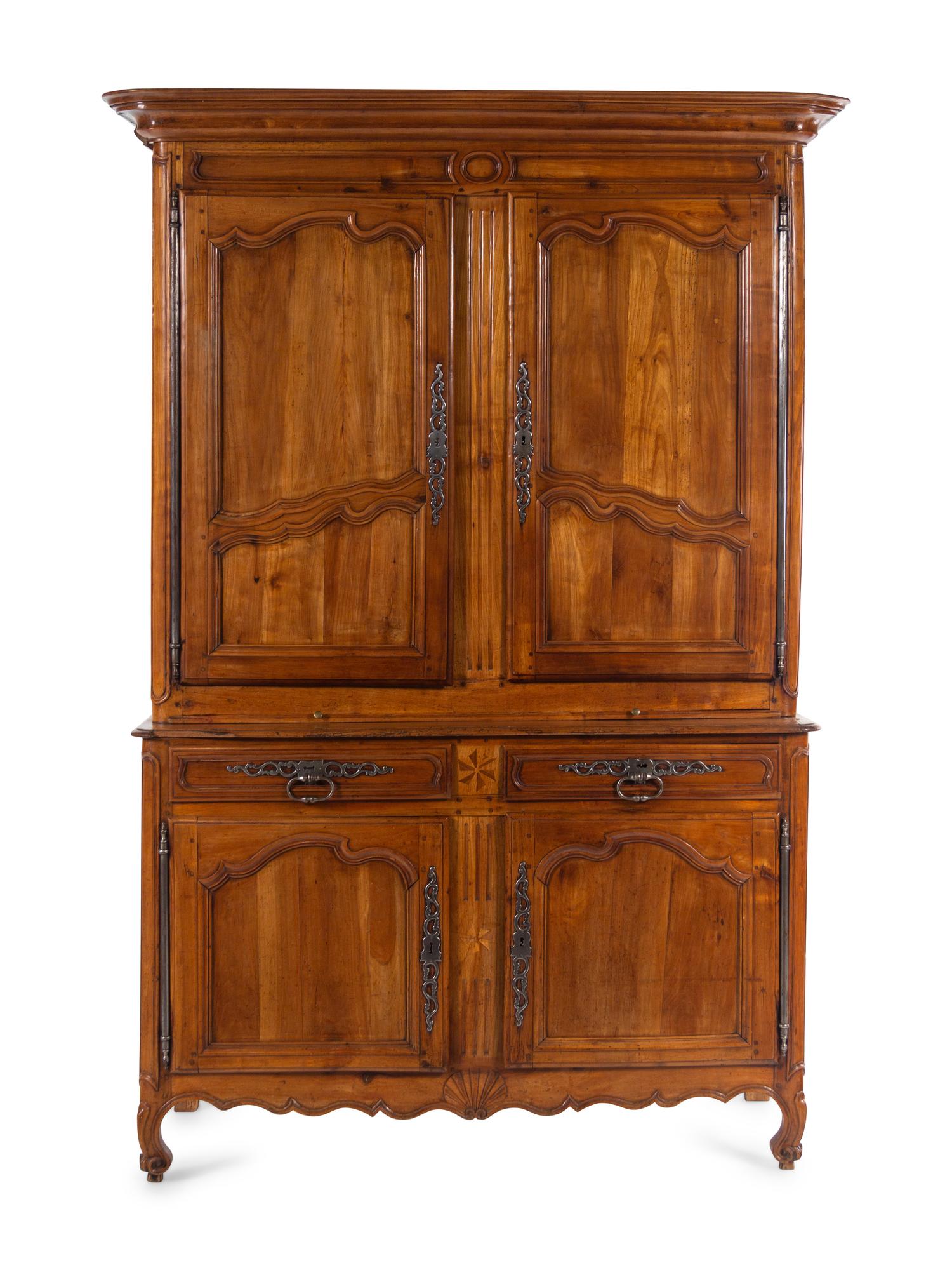 A Louis XV Provincial Fruitwood Buffet à Deux Corps