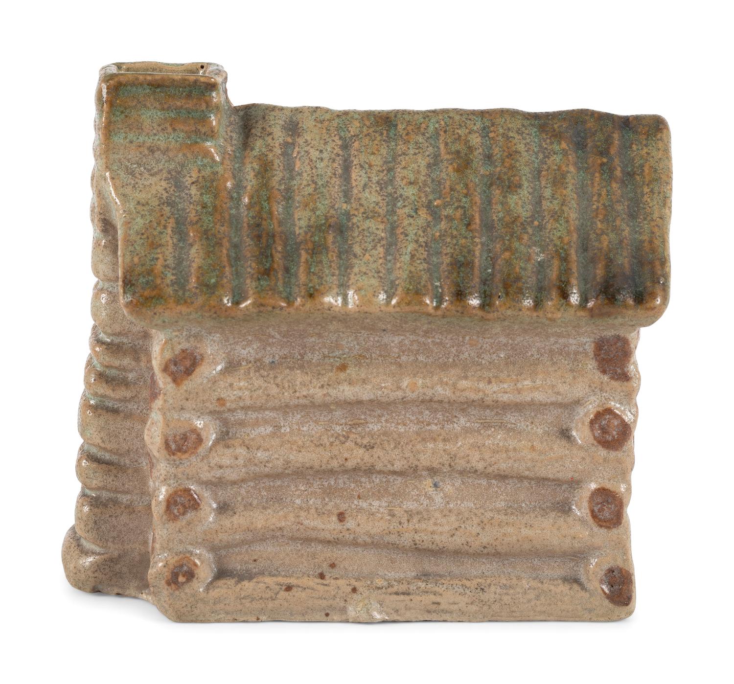A Scarce Small-Size Dalton, Ohio Stoneware Log Cabin Bank