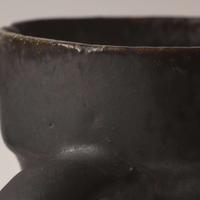 George Ohr (American, 1857-1918) Three-Handled Mug in Matte Gunmetal Glaze with Streaky Olive Interior, Biloxi, Mississippi, USA, circa 1898-1910