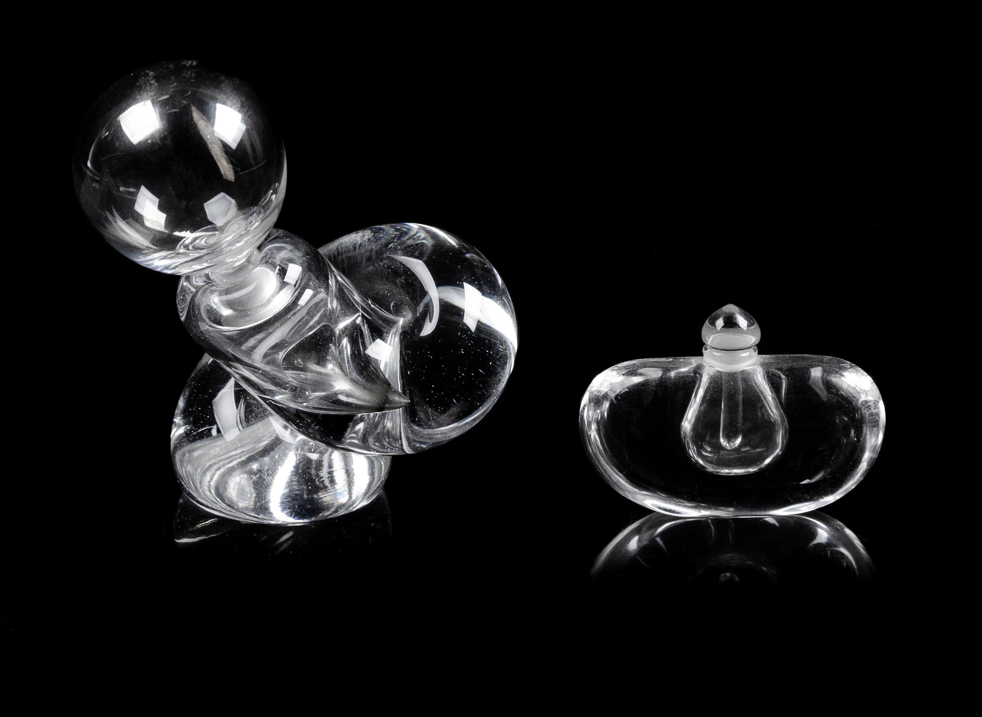 A Pair of Glass Perfume Bottles Height of tallest 4 inches. — 20TH CENTURY
