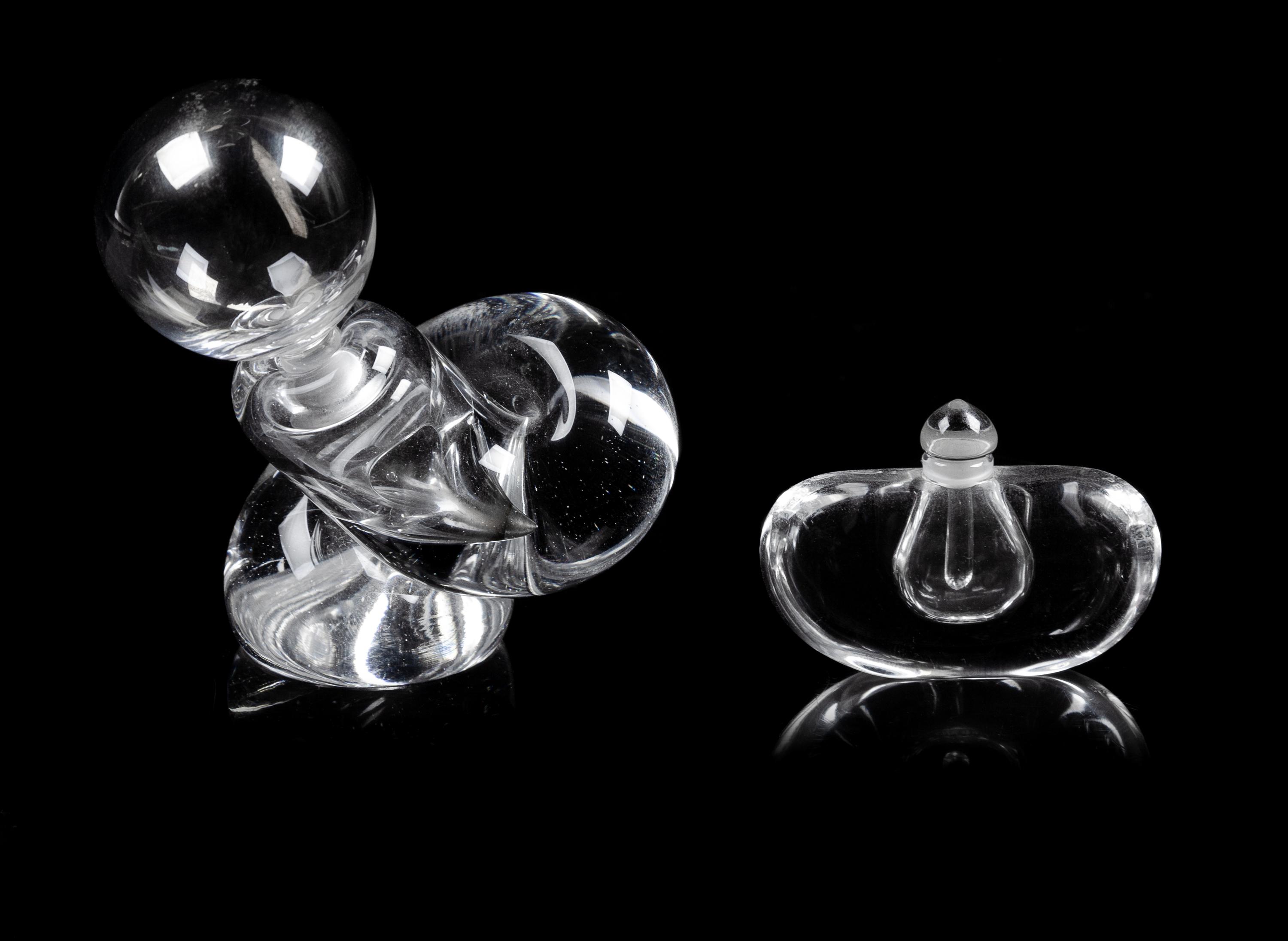 A Pair of Glass Perfume Bottles Height of tallest 4 inches. — 20TH CENTURY