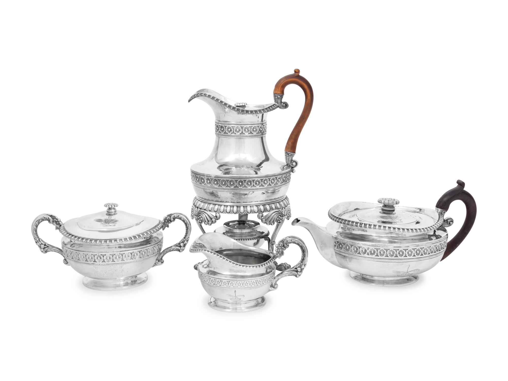 A George III/IV Silver Four-Piece Tea Service