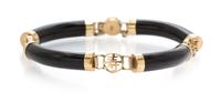 A 14 Karat Yellow Gold and Dyed Onyx Bracelet, 12.10 dwts.