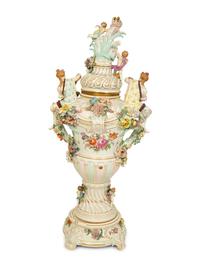A German Porcleain Covered Vase on Stand — 19TH CENTURY