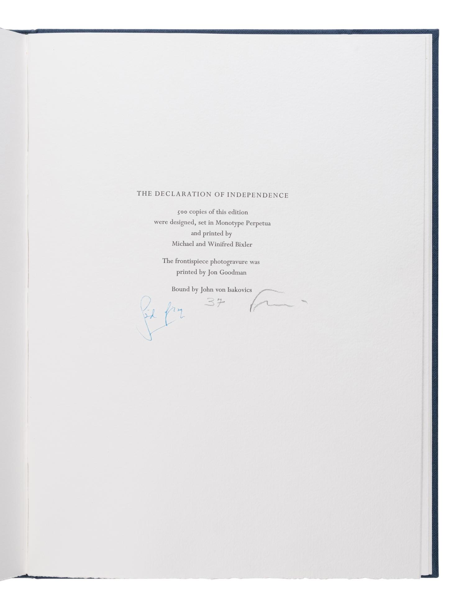 Frank, Robert (1924-2019), photographer. The Declaration of Independence . New York: The Limited Editions Club, 2010.