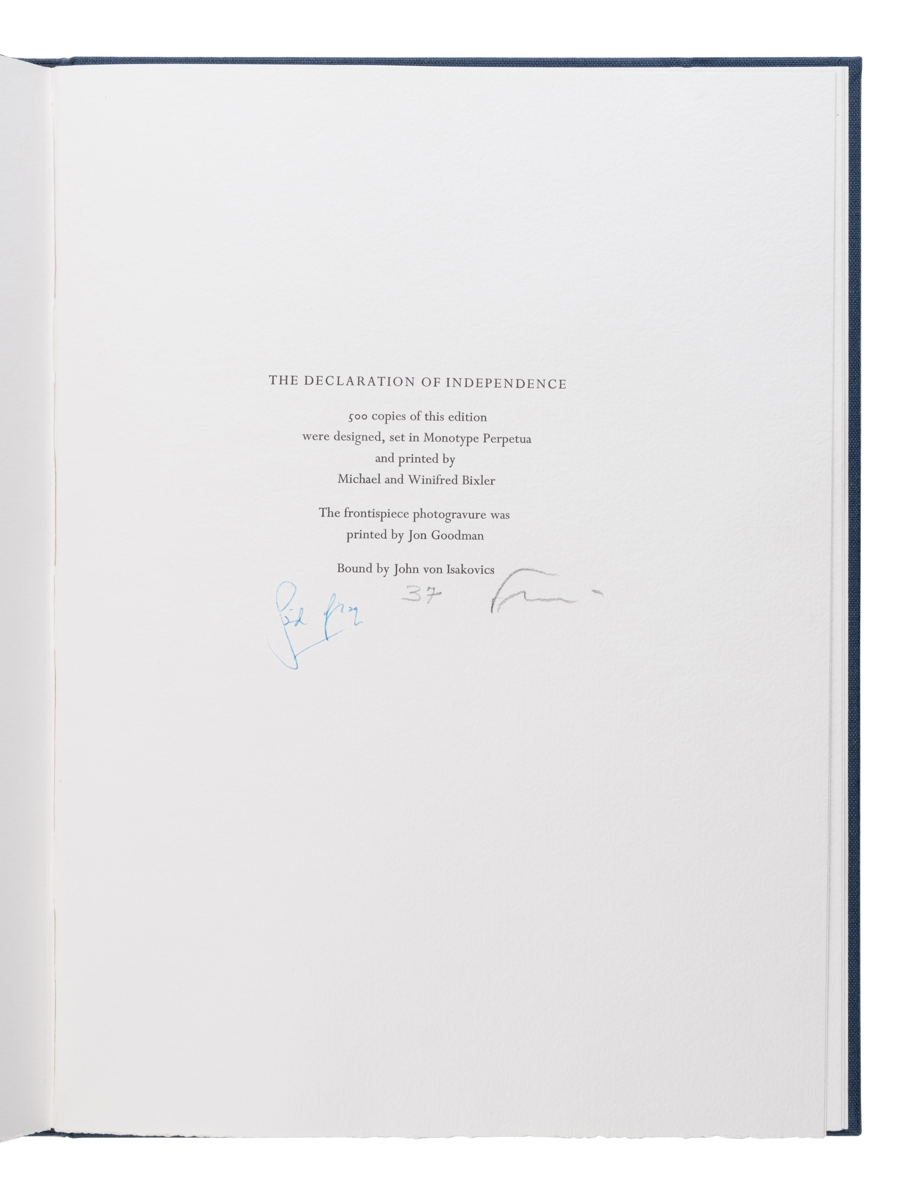 Frank, Robert (1924-2019), photographer. The Declaration of Independence . New York: The Limited Editions Club, 2010.