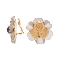 CULTURED TAHITIAN PEARL AND MOTHER-OF-PEARL FLOWER EARCLIPS