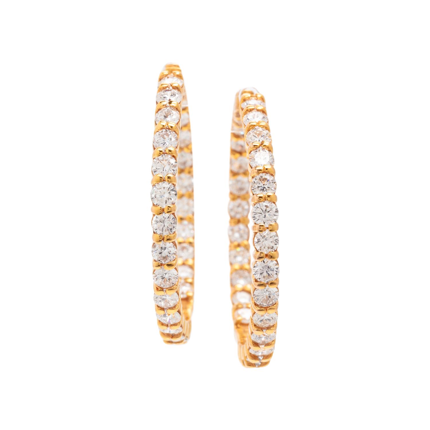 Roberto Coin, Diamond and Yellow Gold Inside Out Hoop Earrings