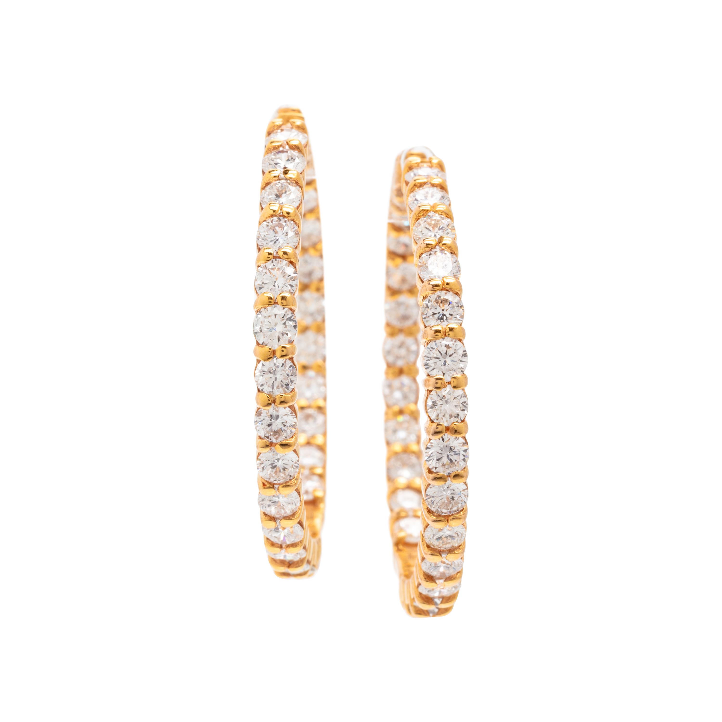 Roberto Coin, Diamond and Yellow Gold Inside Out Hoop Earrings