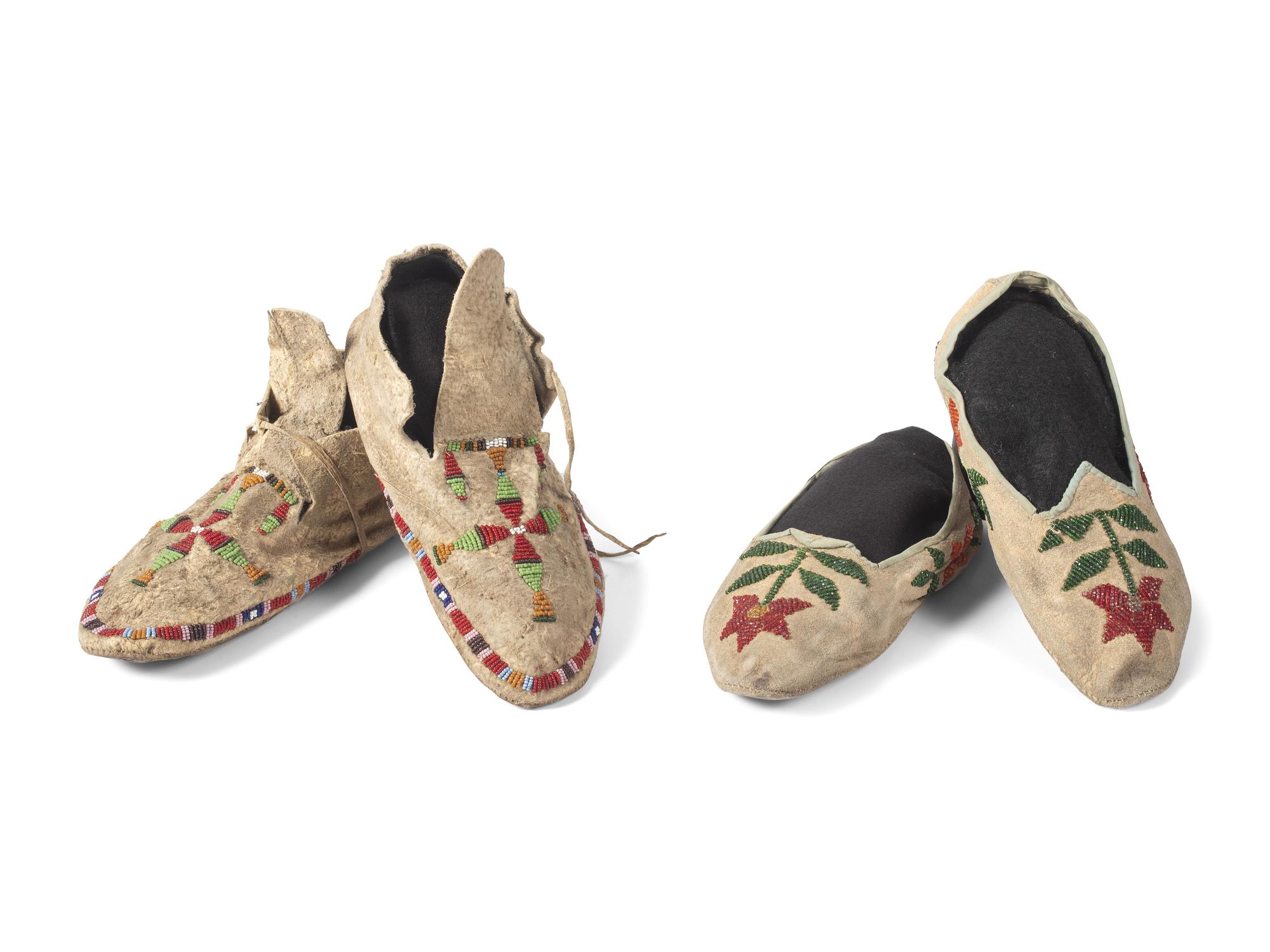 Northern Plains Beaded Hide Moccasins
