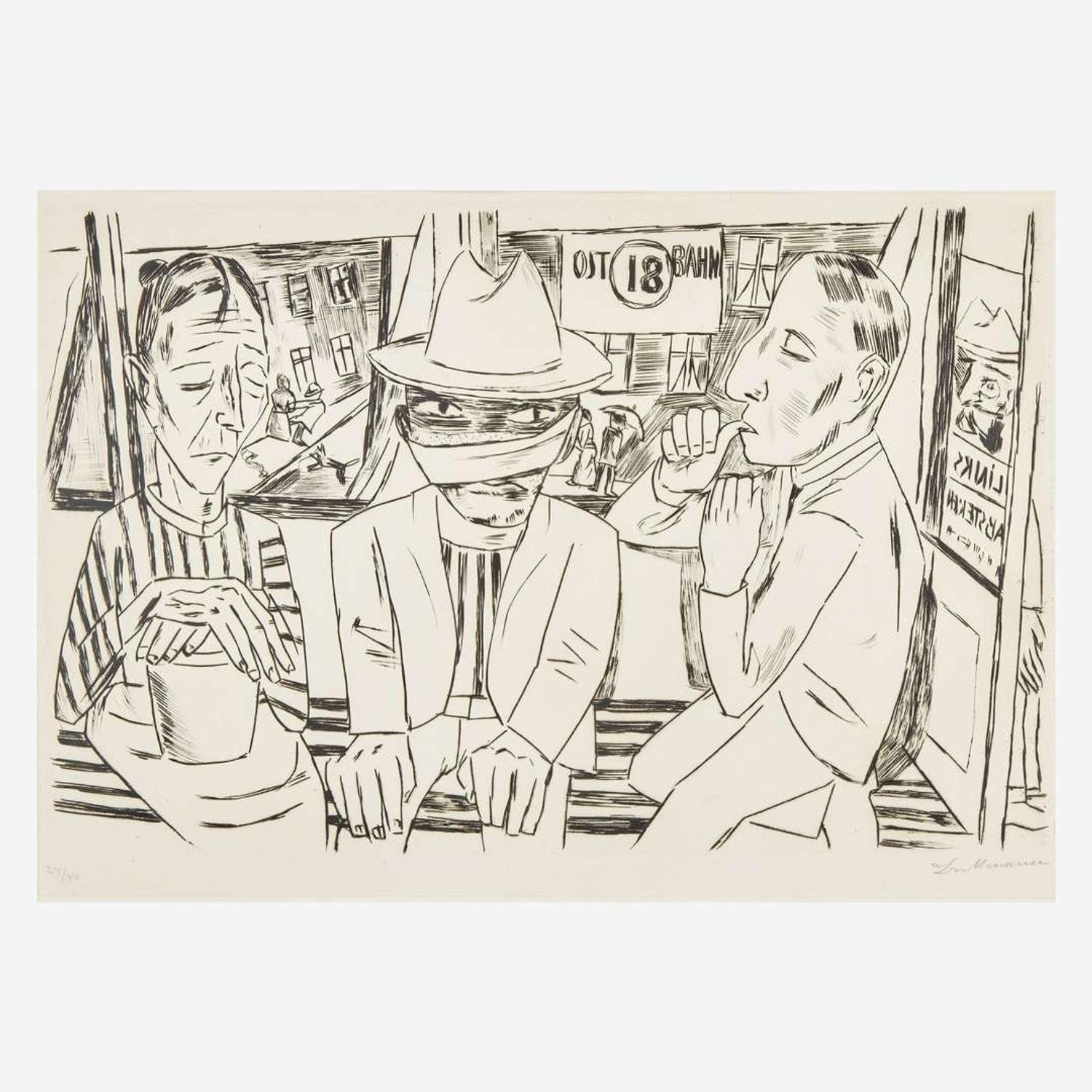 Max Beckmann (German, 1884-1950) In the Tram (In der Trambahn)