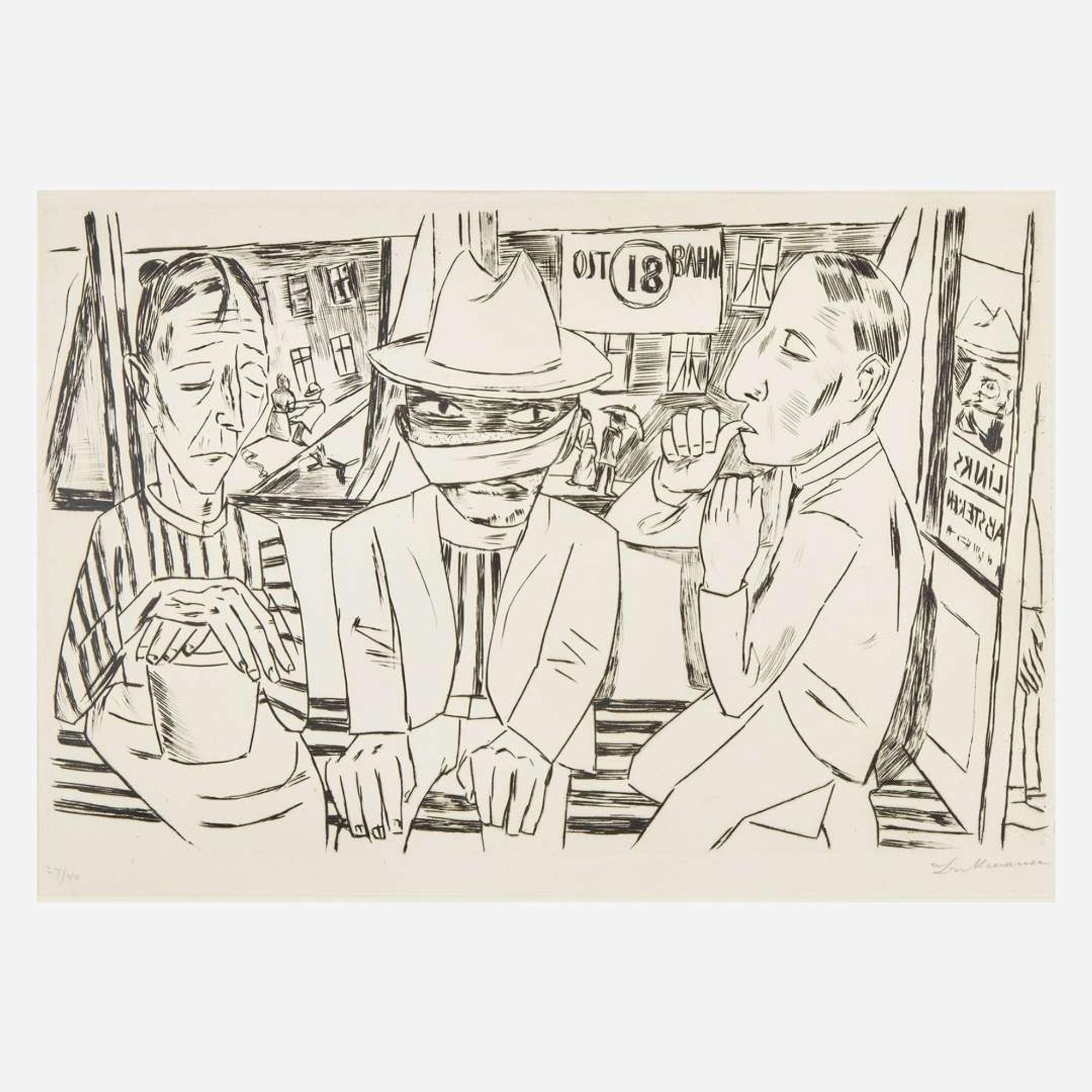 Max Beckmann (German, 1884-1950) In the Tram (In der Trambahn)