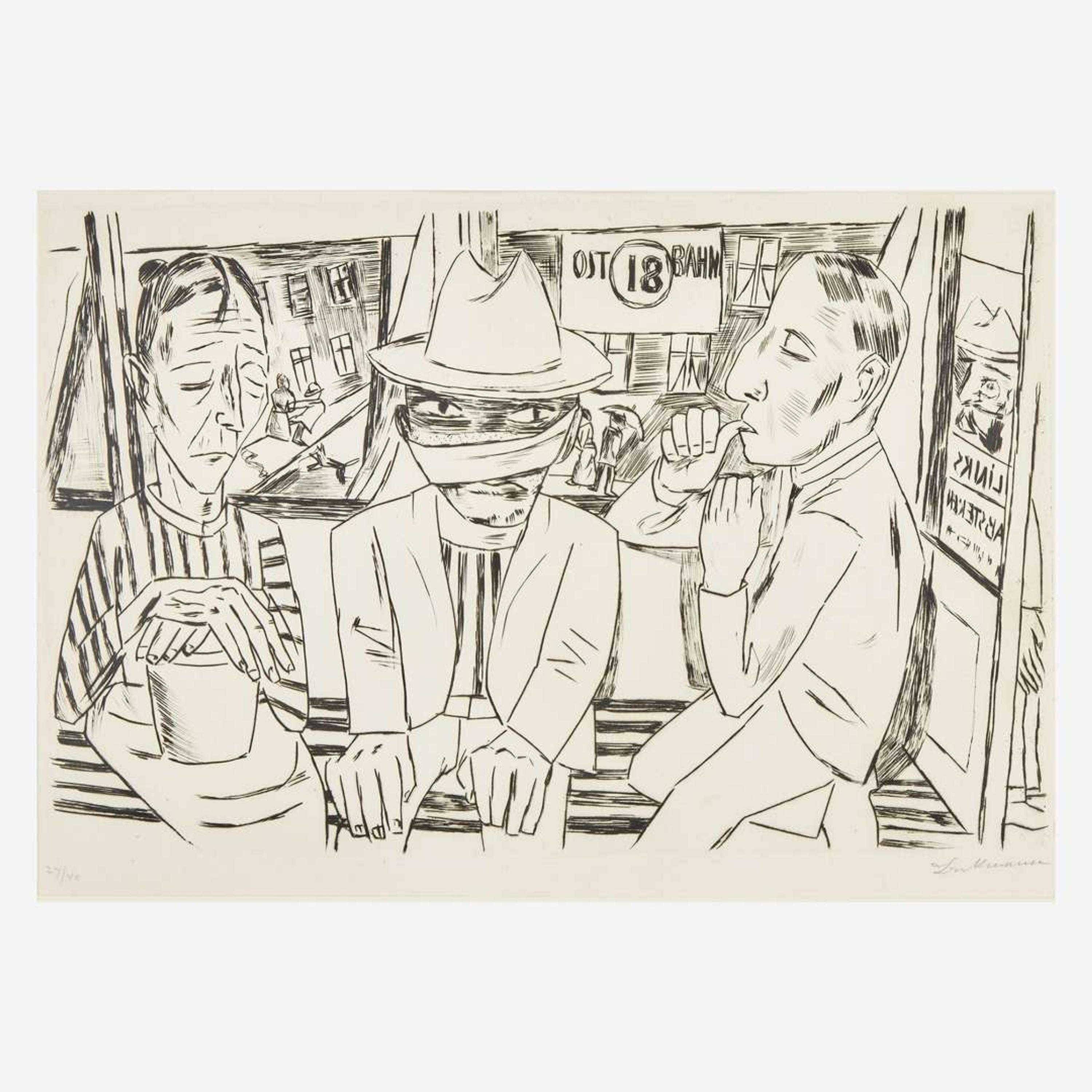 Max Beckmann (German, 1884-1950) In the Tram (In der Trambahn)