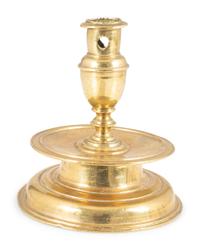 A Continental Brass Capstan Candlestick