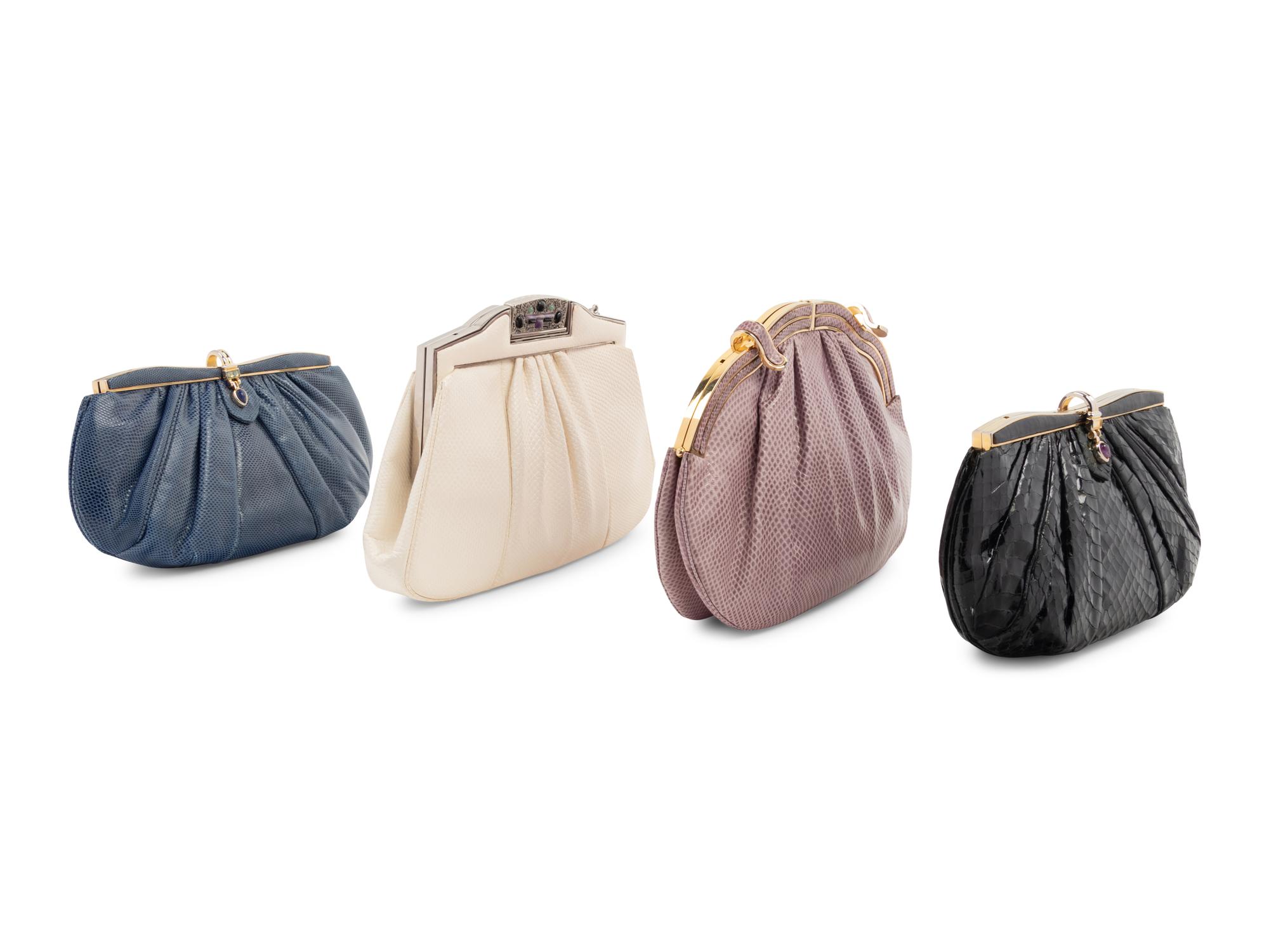 Four Judith Leiber Exotic Skin Bags, 1980-90s