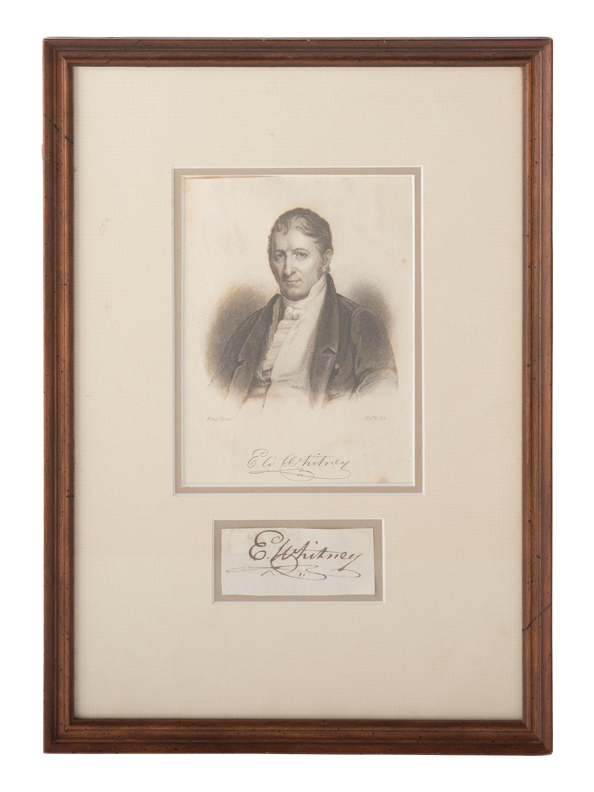 WHITNEY, Eli (1765-1825). Clipped signature ("E. Whitney").