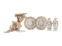 A Group of Continental Parcel Gilt Porcelain Articles
